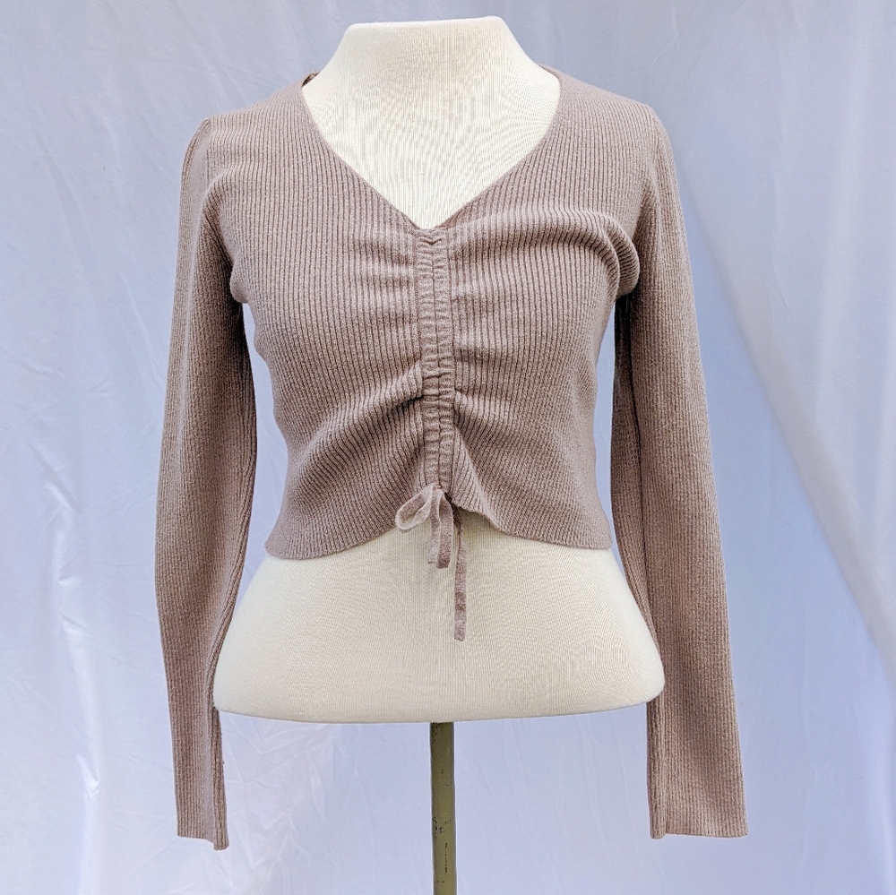 Boutique Mini Sexy Sweater Cropped Camel Sz Large